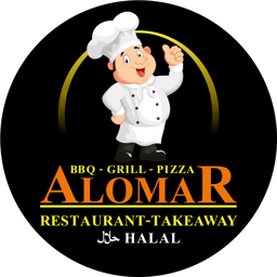Alomar restaurant & takeaway logo.